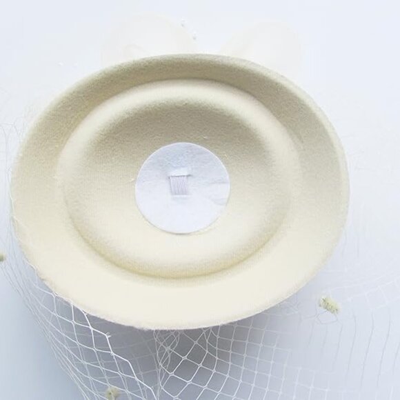 British Vintage Wool Felt Pillbox Hat 011 White - Picture 4 of 4